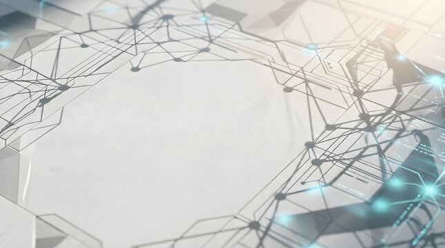 Abstract White Network Nodes and Geometric Technology Lines Background
