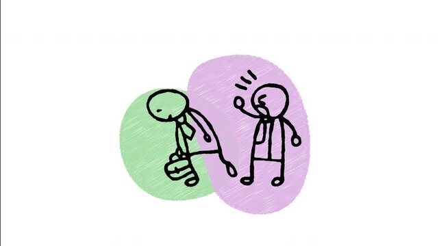 An animated hand-drawn sad employee walking away after being dismissed from work. Great for job loss stories, layoff announcements, corporate restructuring, and unemployment topics. 