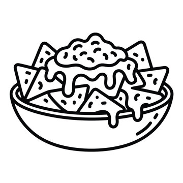 Nachos in a bowl topped with melted cheese dip vector illustration