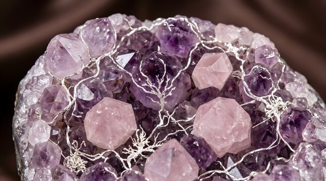 Stunning Amethyst Geode Crystal with Handcrafted Silver Wire Tree Art