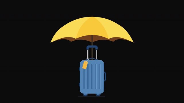 Travel Suitcase Under Umbrella, Luggage Protection from Rain and Bad Weather