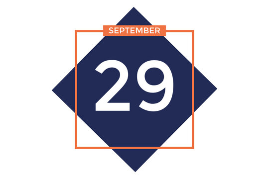 September 29 calendar with blue box with orange border on white background