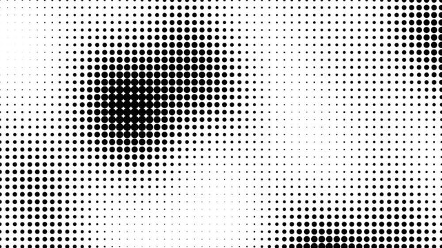 Smooth Rounded Border Loop Checkered Halftone Pattern Black and White Halftone Contrast Graphic Minimalist Art Wide Animation Background. 