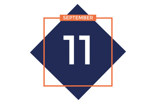 September 11 calendar with blue box with orange border on white background