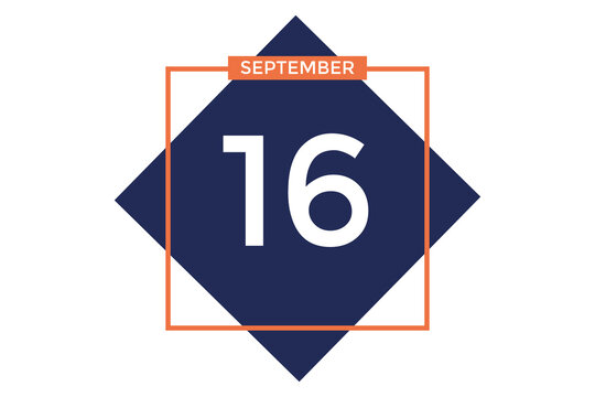September 16 calendar with blue box with orange border on white background