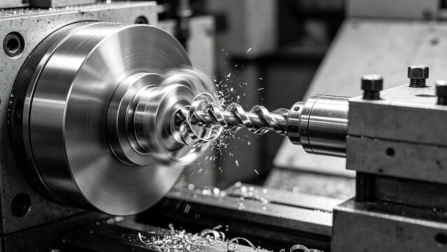 Industrial Lathe Machining Metal with Precision