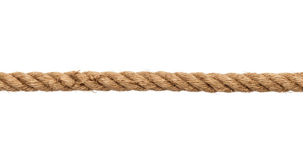 Thick natural fiber rope stretched horizontally on a clean white background © Sapphire