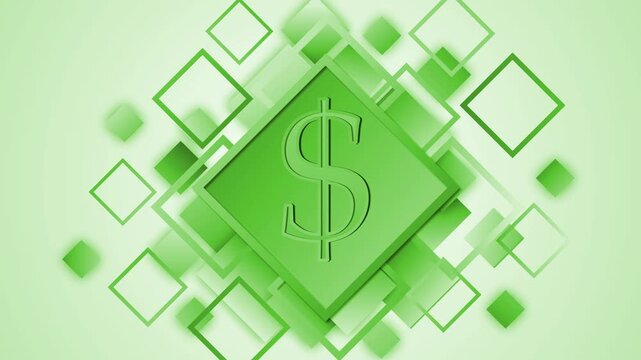 Abstract geometric background with a dollar symbol in the center representing finance money business and digital economy animation