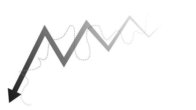 Downward zigzag arrow showing a falling business trend animation