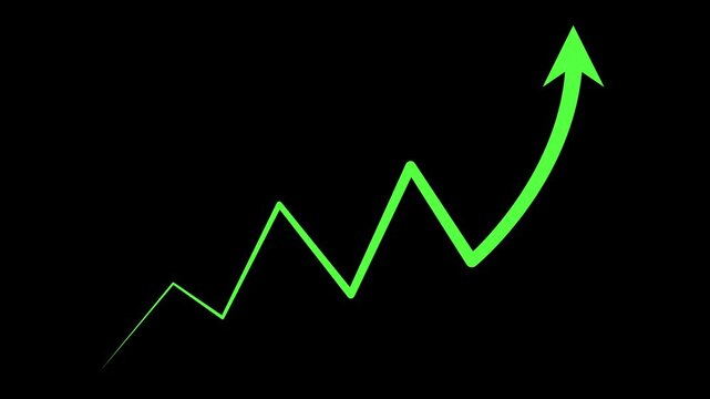 Rising line arrow growth success and upward business progress animation