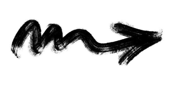 Hand drawn black squiggly brush arrow