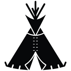 Traditional tipi tent silhouette vector illustration for tribal camping outdoor culture. © MDRAYHAN