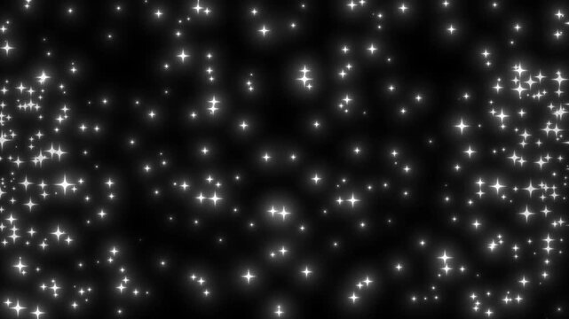 Luxury glitter star particle animation with shimmering bokeh lights, twinkle sparkle effects, fairy dust trail, glowing doodle stars, magical burst, festive celebrations, seamless 4K loop animation