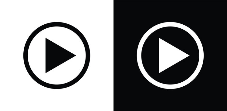 Minimalist black and white circular with play symbol, style circle triangle arrow