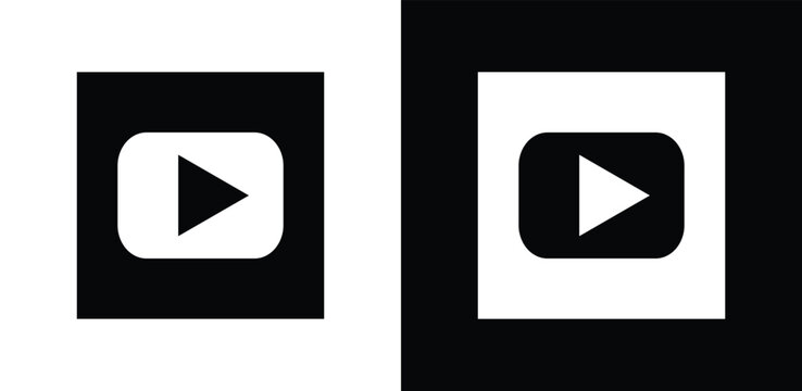 Minimalist black and white of play and pause buttons black background, white play white, pause minimalist geometric shapes
