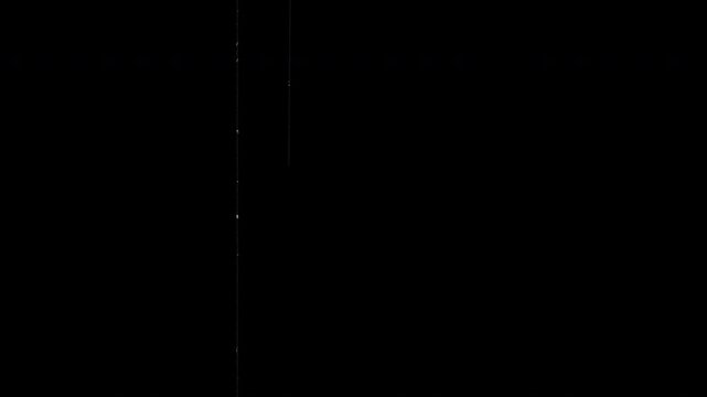 Noise, dirt, dust, scratches and grain on old damaged film surface. Old film look, tv signal with white bad interference, static noise background. Black background. 4K