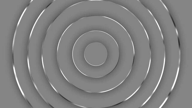 Concentric circular layers with metallic background animation, minimalist abstract geometric design
