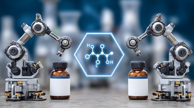 laboratory using robotic automation and holographic molecular simulations in a pristine research facility