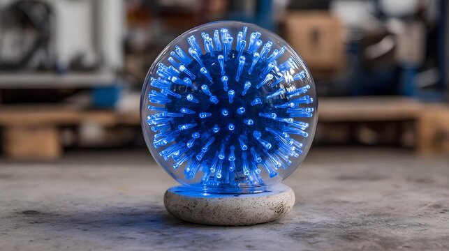 laboratory visualizing subatomic particles through luminous holograms and advanced computational technology