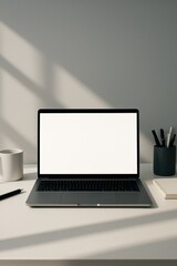 Fototapeta premium Minimal workspace with laptop.