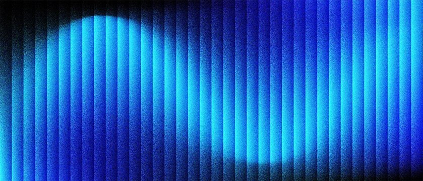 Abstract Grainy Vibrant Cyan and Royal Blue Gradient Background with Vertical Ribbed Line Texture Wave and Noise for Modern Minimalist Website Header, Landing Page Banner