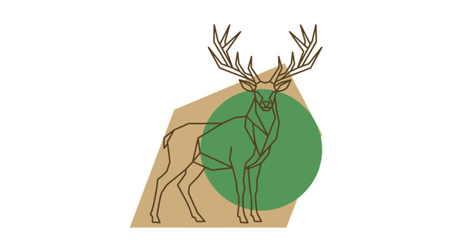 Geometric deer illustration with abstract shapes