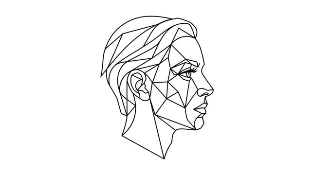 Geometric Face Outline Isolated