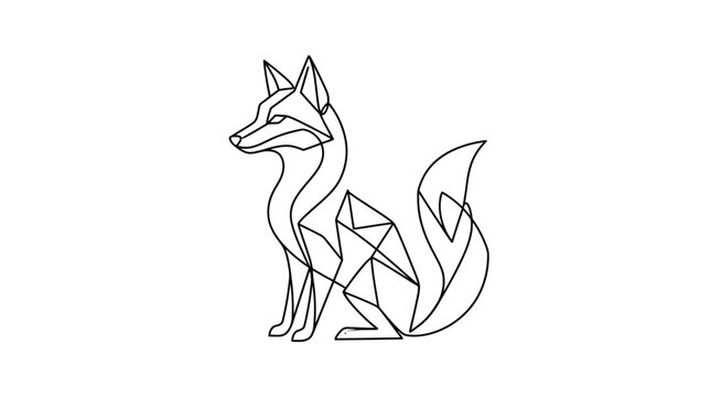 Geometric Fox Line Art Isolated