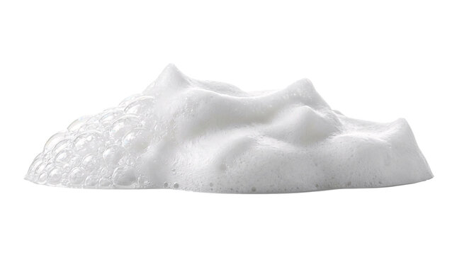 White foam texture from soap or shower gel on transparent background.