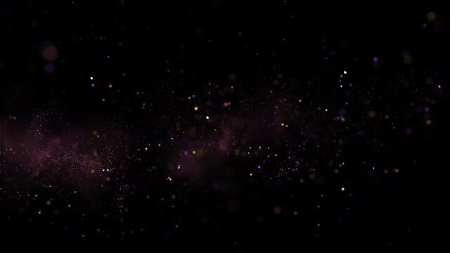 Abstract glowing purple and gold magic dust particles Alpha channel