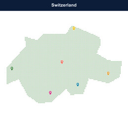 Switzerland map with colorful location pins © J.M. Stocker