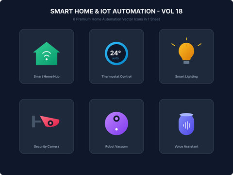 Smart Home and Internet of Things Isometric Vector Icon Set