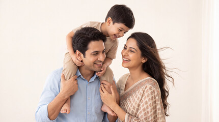 Obraz premium happy indian family enjoying together at home