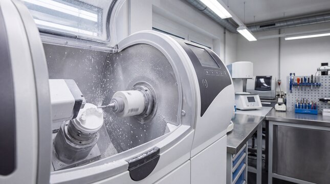 Dental 5 Axis Dry Milling Machine Milling Zirconia Crown Blank