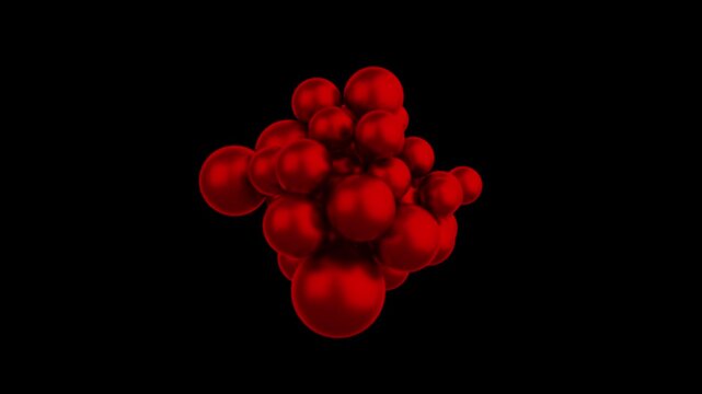 pheres growing and colliding  with different colors