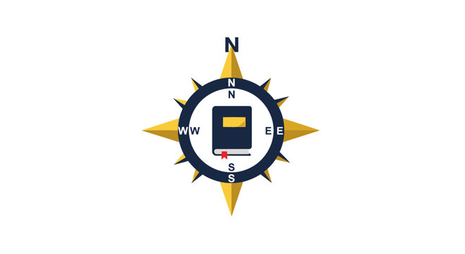 Educational Guidance and Knowledge Navigation Compass Icon Illustration