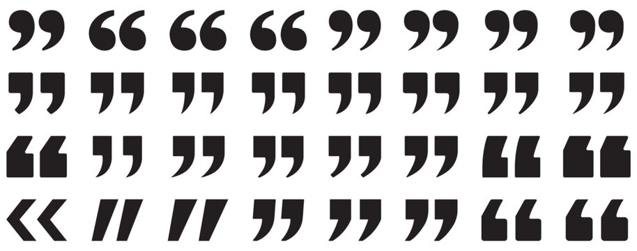 Quotation Marks and Punctuation Icon Set with Comma, Apostrophe, Parenthesis, and Speech Quote Symbols. quotation mark double quote icon set vector. Set of quote mark icons isolated .