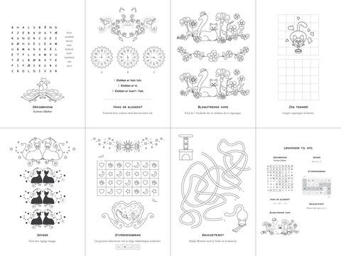 Set of seven games. Cats Theme. Danish language. Set No. 2.	