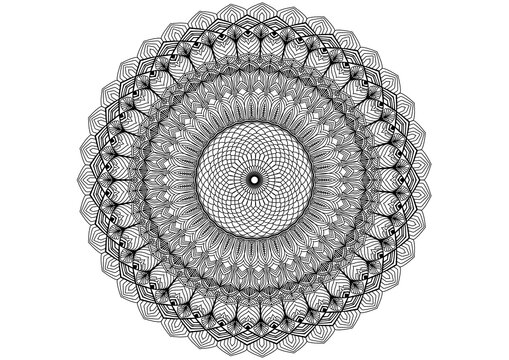 mandala black and white round lace