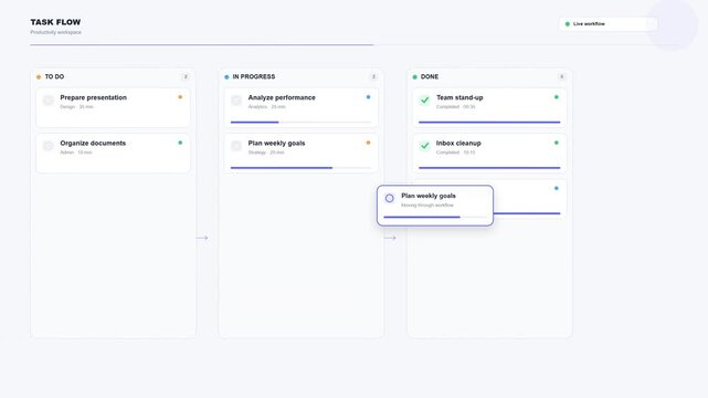 Modern project management dashboard showing task tracking and charts