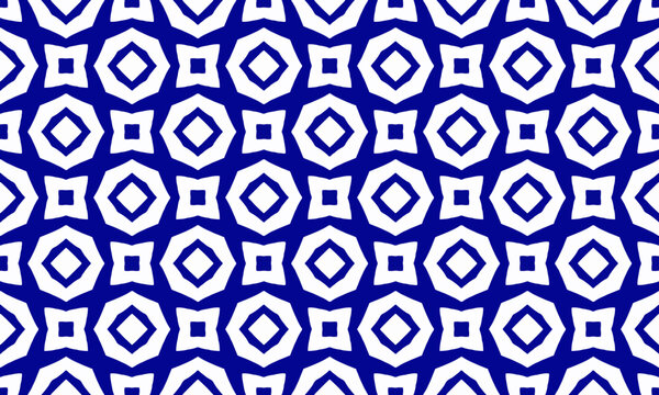 P31-1 Seamless Cobalt Blue and White Geometric Tile Pattern Background