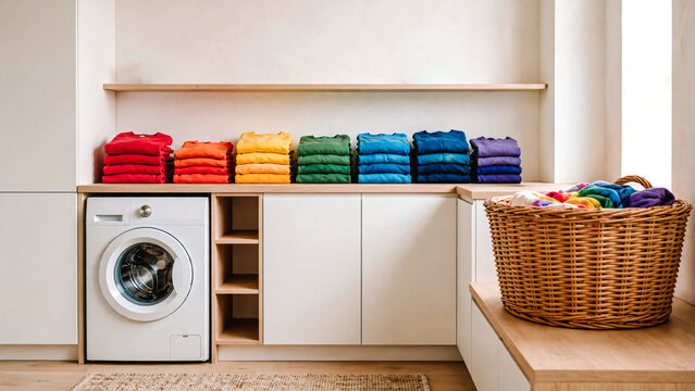 Lingerie avec machine a laver et placard pour l'entretien du linge