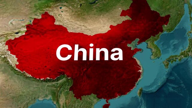Beijing city location highlighted on China national map video footage animation