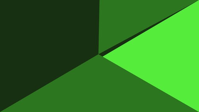 Minimalist green geometric background, abstract flat design with sharp angular shapes, modern corporate motion graphic backdrop