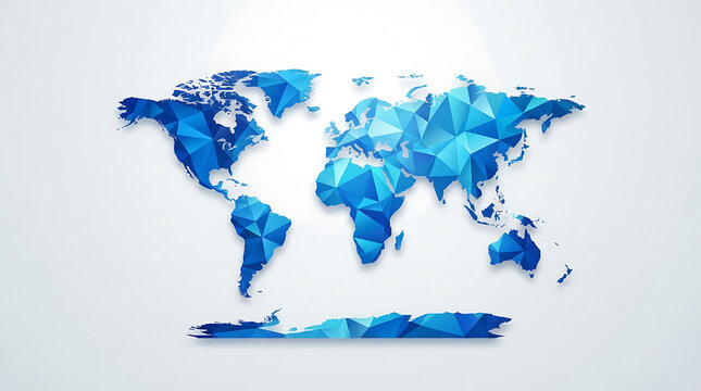 Low Poly World Map Illustration Isolated on White Background Surface