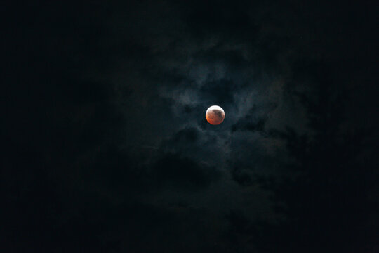 Lunar Eclipse Over Maine Night Sky