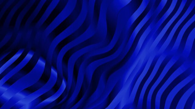 Blue 3d wave abstract background loop. Dark royal wavy smooth line gradient video. Modern electric fluid motion graphic pattern.