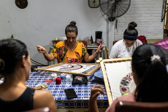 Artisans producing textile for sustainable local industry