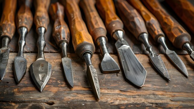 Linoleum Block Carving Gouge Tools with Wooden Handles