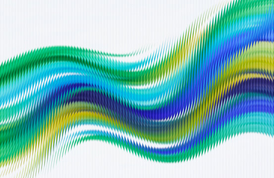 Abstract bright white corrugated background with flowing green and blue gradient wave for widescreen presentation slides and clean digital wallpaper